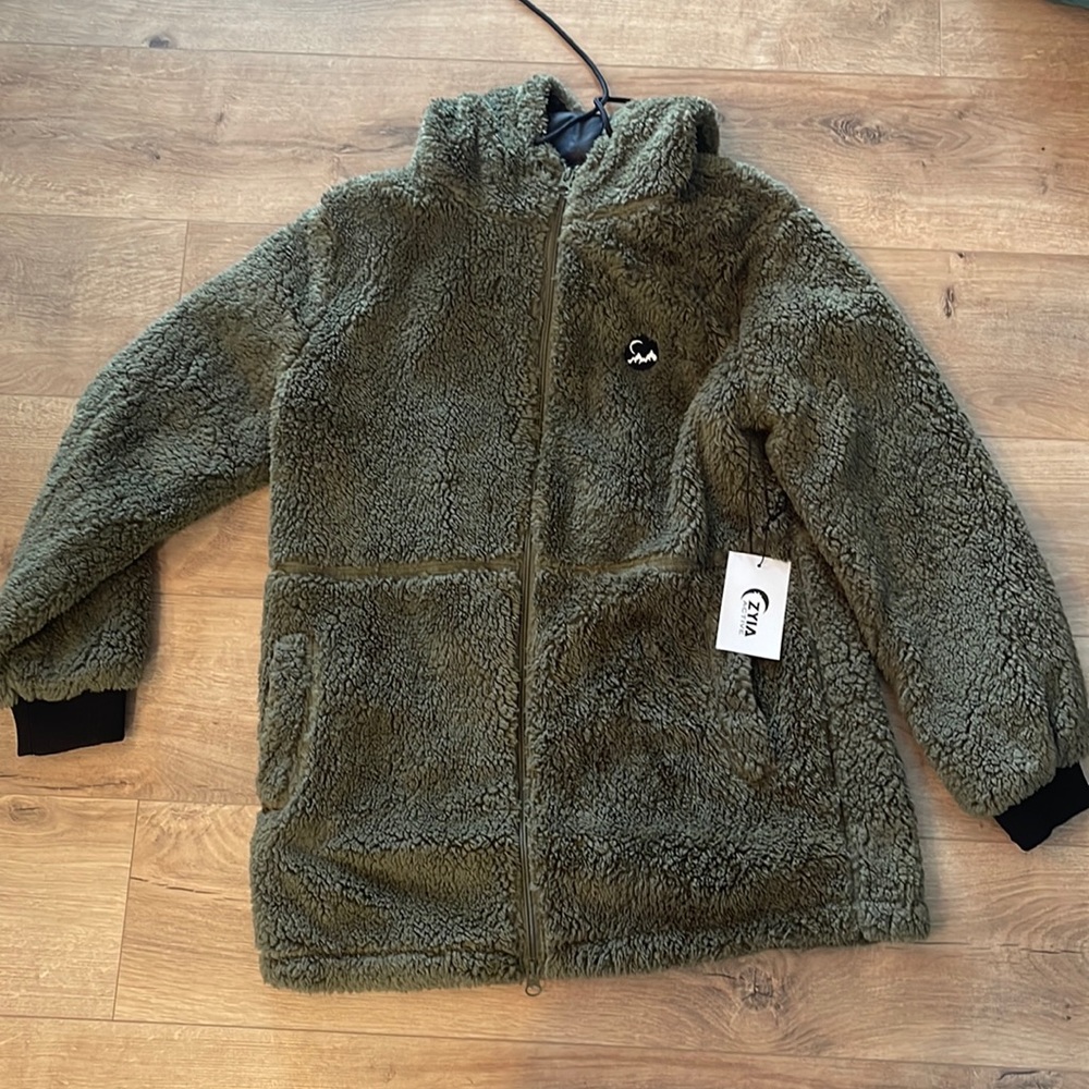 Zyia long hooded teddy jacket